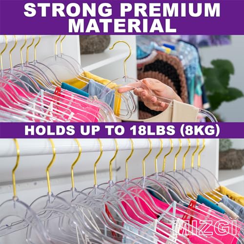 Amazon Premium Clear Invisible Acrylic Hangers,Crystal Plastic Hangers,Clear Hanger 50 Pack Ultra Slim & Space Saving Suit Hanger for Coats, Pants & Dress Clothes