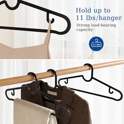 GETORO Velvet Hangers 30 Pack with 10 Plastic Hangers, Non Slip Clothes Hangers, Slim Felt Hangers, Black Velvet Hanger for Closet, 30 Gray/10 Black