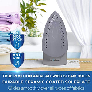 PurSteam Steam Iron for Clothes 1800W with LCD Screen, Nonstick Ceramic Soleplate, Auto Shutoff, Anti-Drip, Self-Cleaning