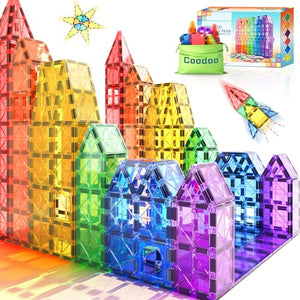 Magnetic Tiles Kids Toys STEM Magnet Toys for Toddler Magnetic Blocks Building Toys Preschool Learning Sensory Montessori Toys for 3+ Year Old Boys and Girls, Safe Creativity Toddler Kids Toys