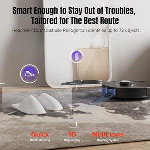 roborock S8 MaxV Ultra Robot Vacuum & Sonic Mop, 10000 Pa Suction, Corner to Edge Deep Cleaning, Hot Air Self-Drying, Auto Empty & Refill, Detergent Dispenser, Obstacle Avoidance, Black