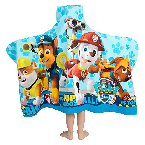 Franco Kids Bath and Beach Soft Cotton Terry Hooded Towel Wrap, 24" x 50", Paw Patrol Blue