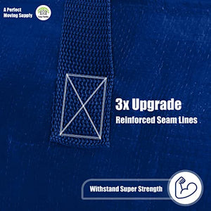 4 Pack Heavy Duty Extra Large Moving Bags with Backpack Straps - Strong Handles & Zippers, Storage Totes For Space Saving, Fold Flat, Alternative to Moving Box (X-Large-Set of 4, Blue)