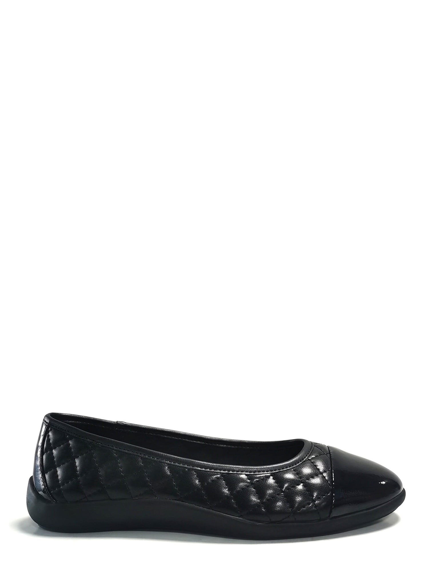 thumbnail image 3 of Time and Tru Women's Cap Toe Quilted Ballet Flats, Wide Width Available, 3 of 5