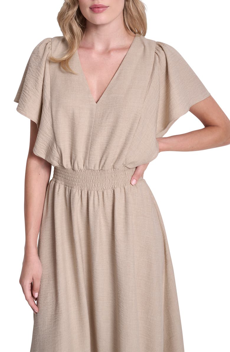 DKNY Smocked High-Low Dress