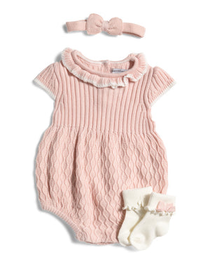 Newborn Girls Bubble Sweater Bodysuit Set