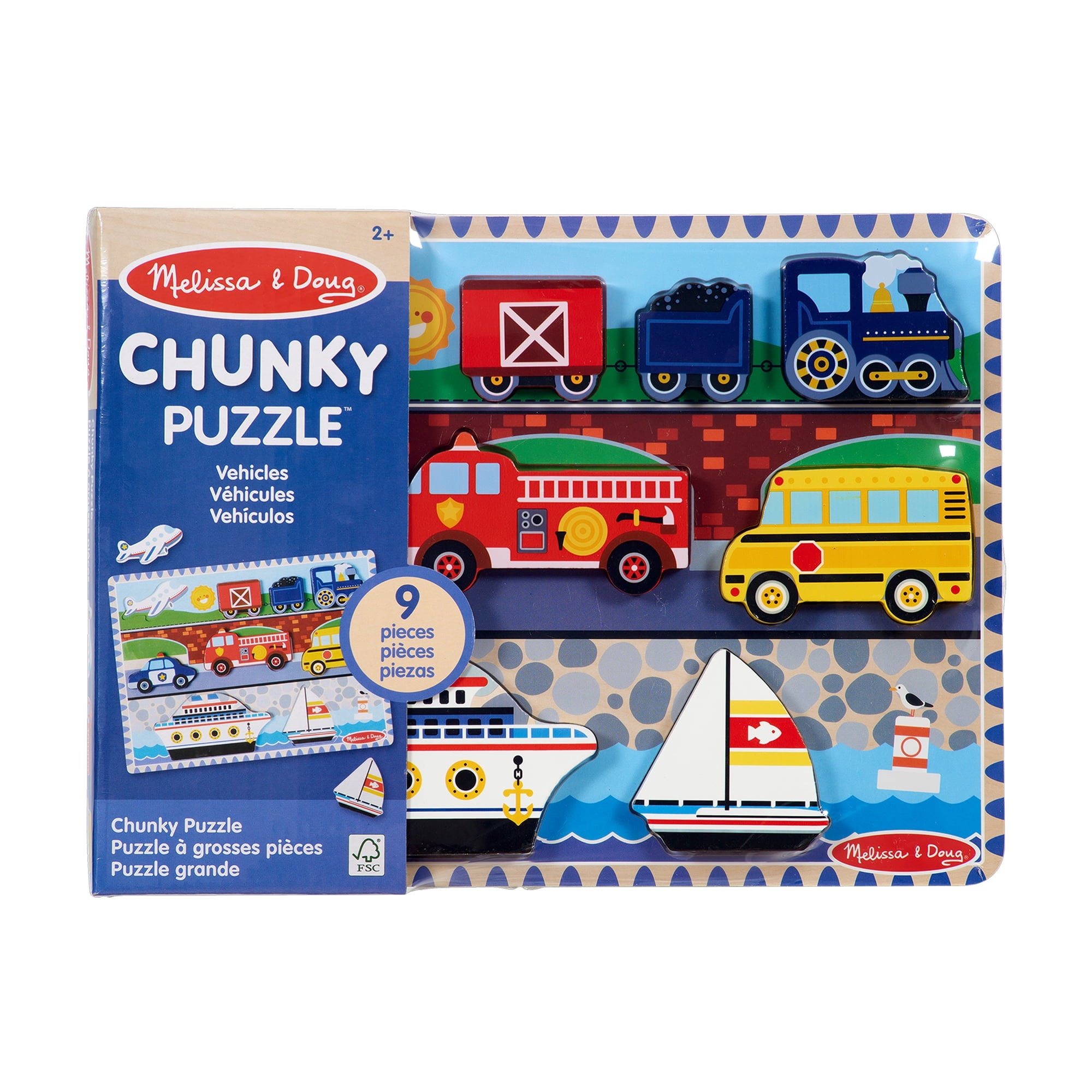 thumbnail image 4 of Melissa & Doug Vehicles Wooden Chunky Puzzle - Plane, Train, Cars, and Boats (9 pcs) - FSC Certified, 4 of 10