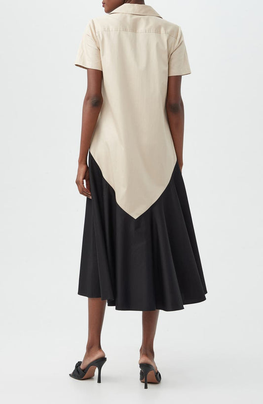 Trina Turk Neola 2 Colorblock Short Sleeve Organic Cotton Shirtdress