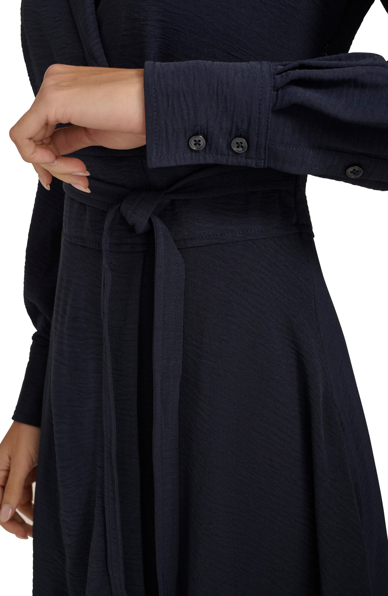 Calvin Klein Aerowash Long Sleeve High-Low Shirtdress, Alternate, color, Indigo