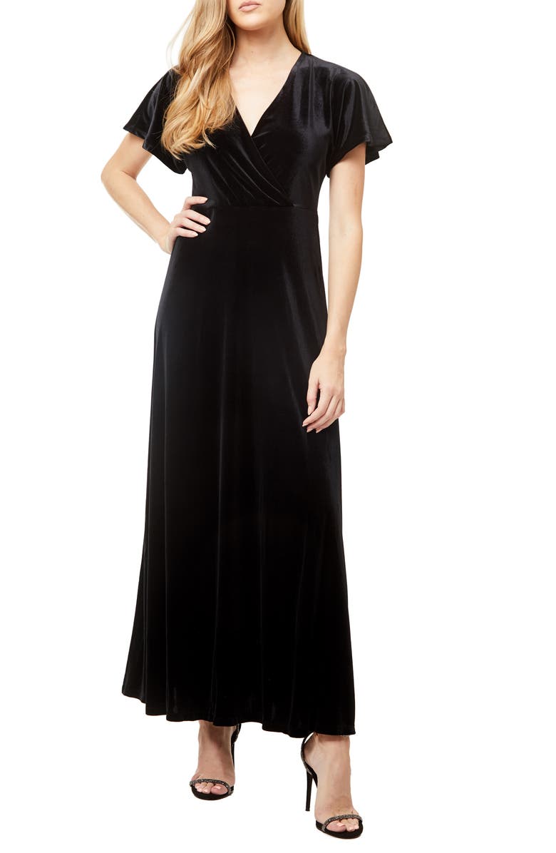 Love By Design June Velvet Flutter Sleeve Maxi Dress