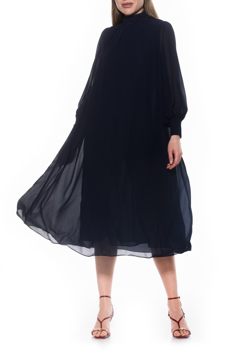 Alexia Admor Kehlani Long Sleeve Chiffon Midi Dress