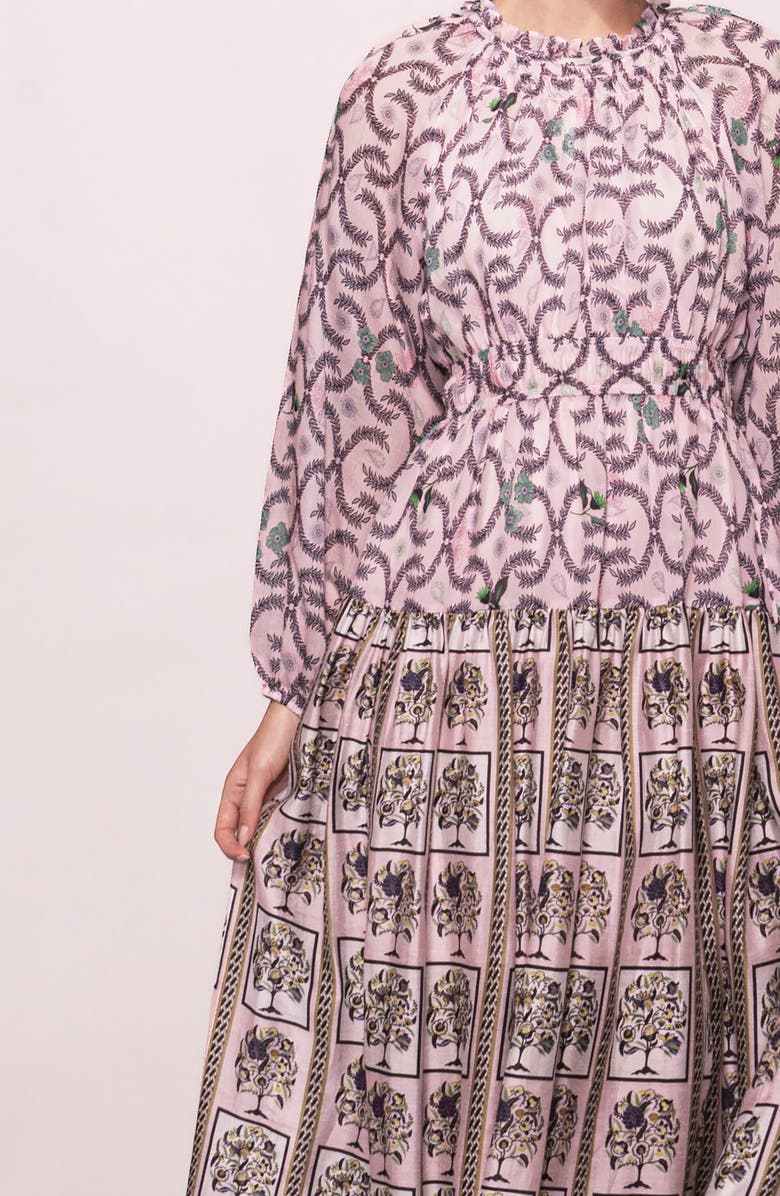 MELLODAY Printed Shirred Midi Dress
