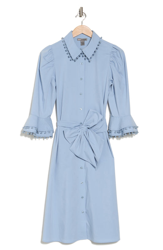 BY DESIGN Lucia Stretch Cotton Poplin Shirtdress, Alternate, color, Dusty Blue
