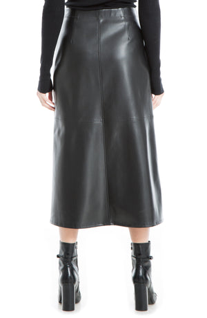 MAX STUDIO Faux Leather A-Line Skirt, Alternate, color, Black