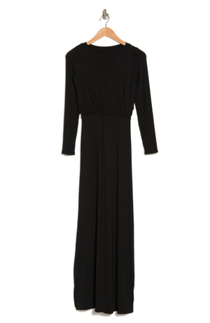 GO COUTURE Long Sleeve Blouson Maxi Dress, Alternate, color, Black