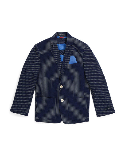 Big Boys Seersucker Dobby Stripe Jacket