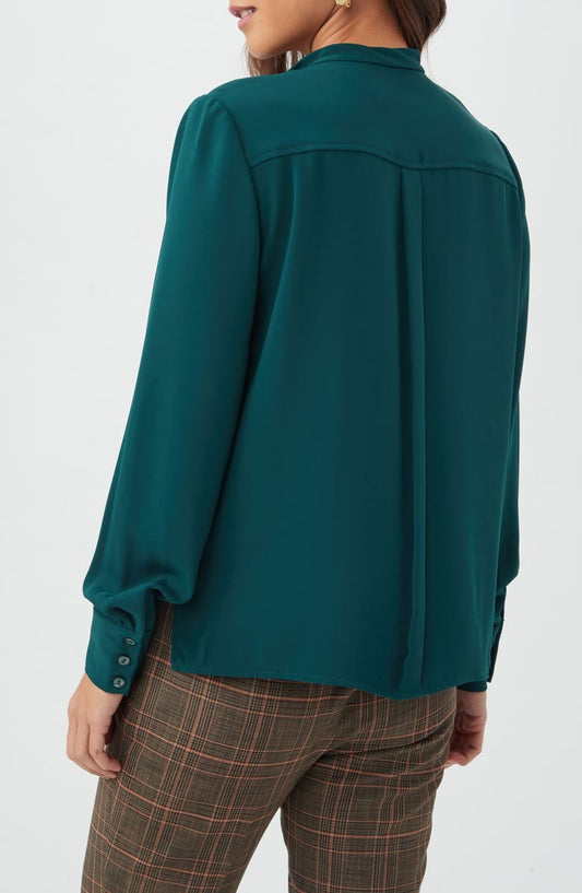 Trina Turk Adaeh Tie Neck Long Sleeve Button-Up Top