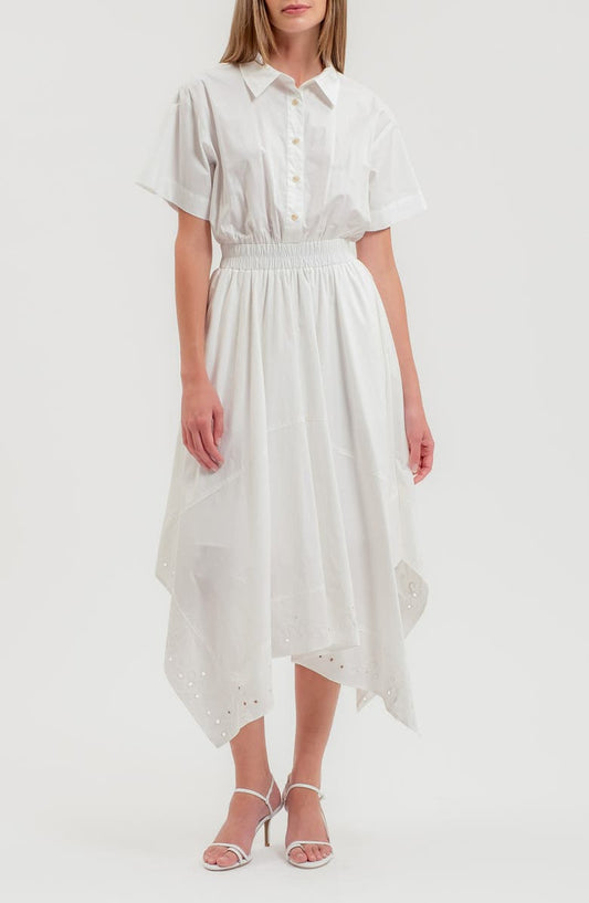ZOE AND CLAIRE Handkerchief Hem Shirtdress
