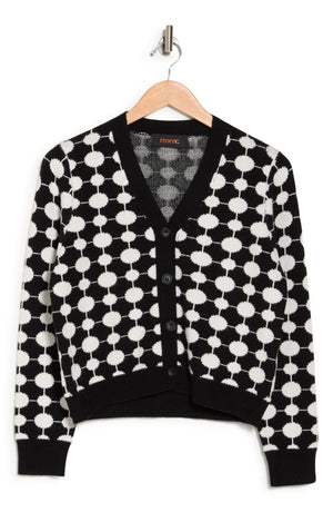 Renee C Dot Button Front Crop Cardigan, Alternate, color, Black