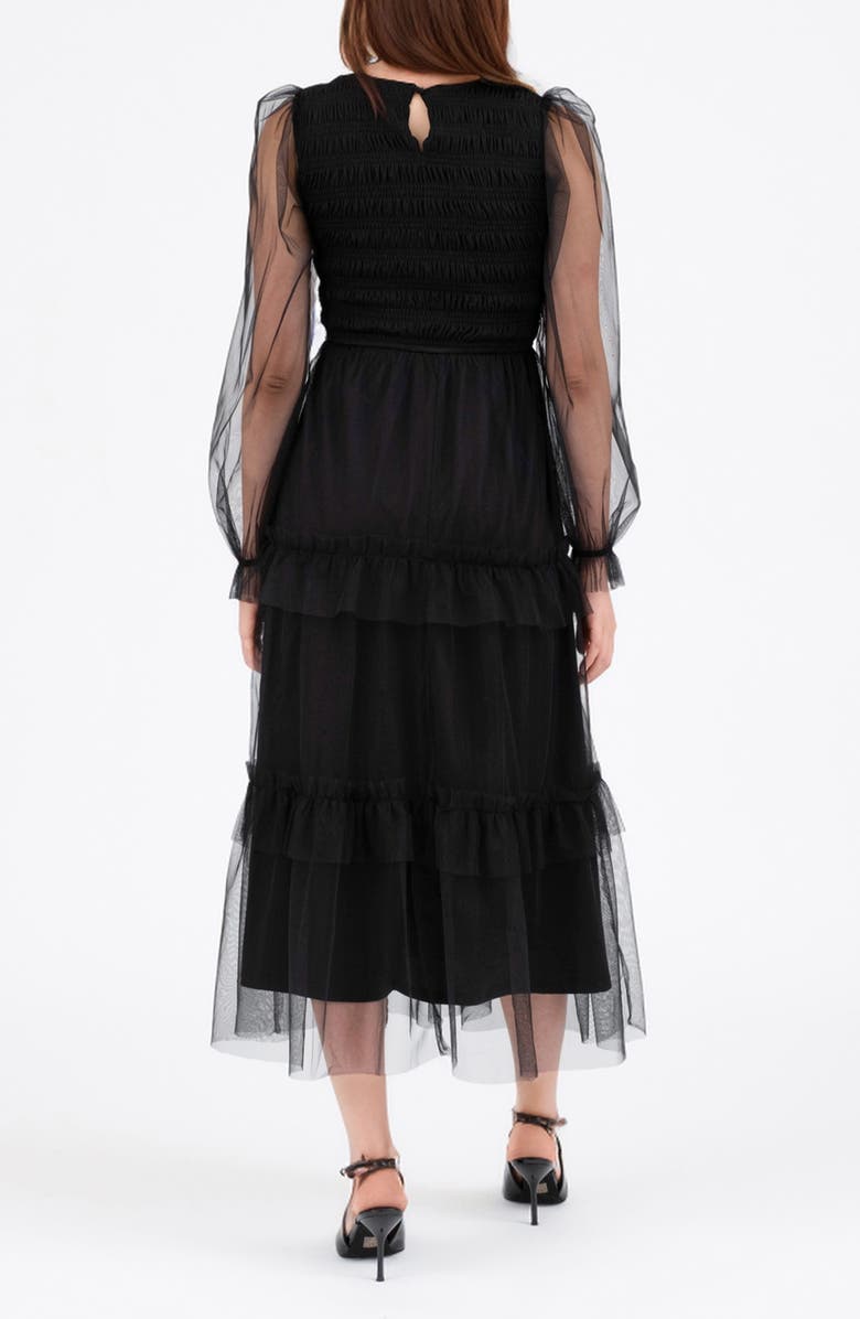 AUGUST SKY Long Sleeve Tulle Maxi Dress