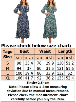 Womens Long Sleeve Bohemian Floral Maxi Dresses Loose Casual High Waist Boho Printed Maxi Dress Beach Party Dress - image 4 of 4