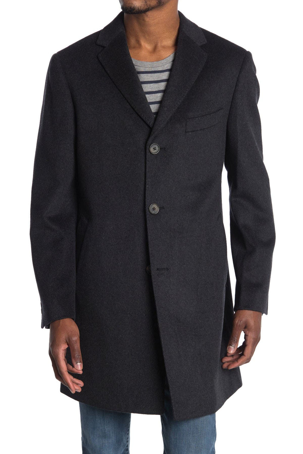 Cardinal of Canada Notch Lapel Top Coat, Main, color, Charcoal