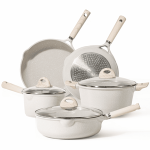 thumbnail image 1 of Carote Nonstick Pots and Pans Set, 8 Pcs Induction Kitchen Cookware Sets (Beige Granite), 1 of 8