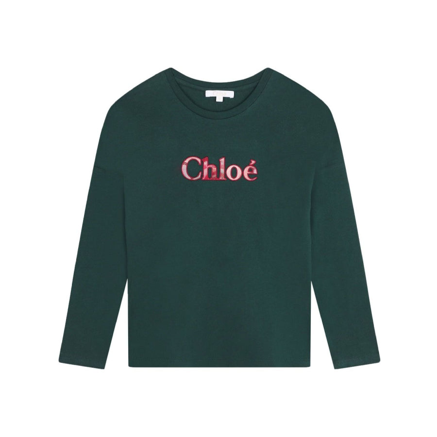 Walmart Chloe Girls Logo-Embroidered Long-Sleeved Cotton T-Shirt, Size 4Y