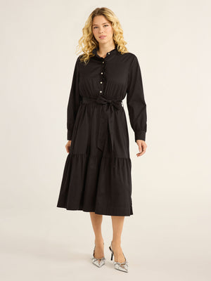 thumbnail image 1 of Free Assembly Women’s and Women's Plus Cotton Ruffle Midi Dress with Long Sleeves, Sizes XS-4X, 1 of 5