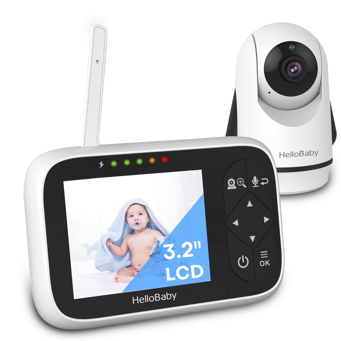 Walmart HelloBaby Baby Monitor-HB6336 with Camera and Audio, 3.2" IPS Color Display, Full Remote Pan Zoom, IR Night Vision, 1000 ft. Range, Wall Mount, No WiFi Baby Camera Monitor