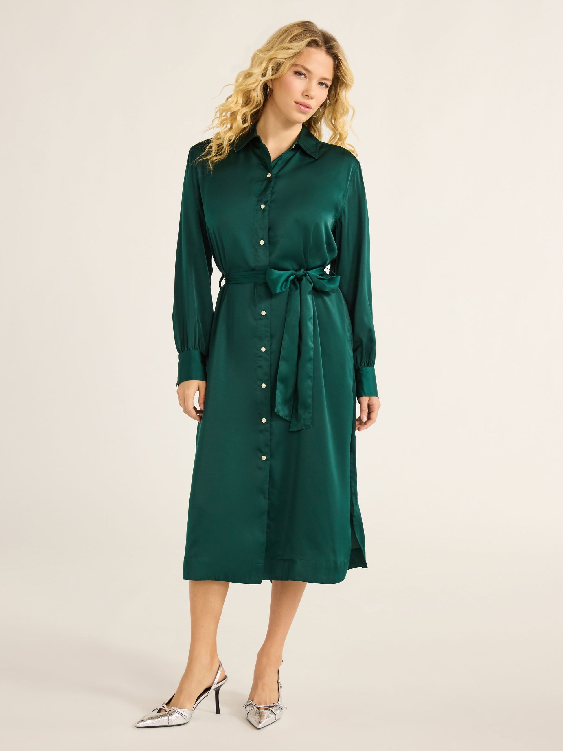 thumbnail image 4 of Free Assembly Women’s Belted Midi Shirtdress with Long Sleeves, Size XS-XXXL, 4 of 7