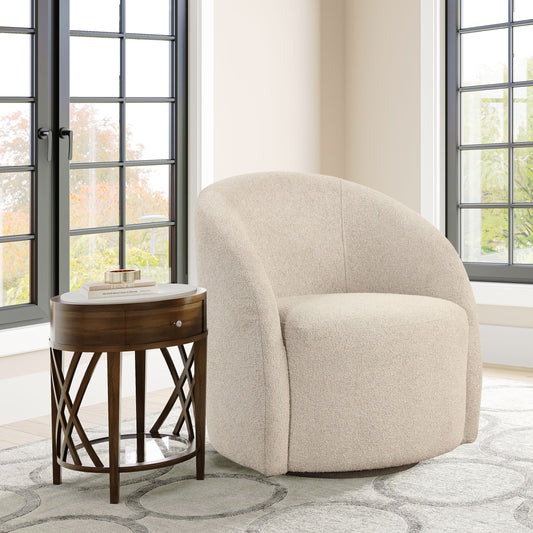 Walmart Lifestyle Solutions Briars Art Deco Style Swivel Accent Chair, Khaki Boucle Fabric