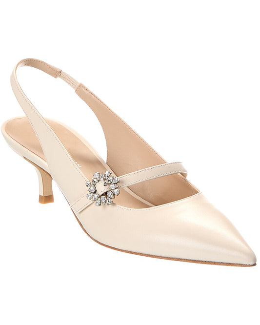 Walmart Stuart Weitzman Aura Mary Jane Leather Slingback Pump, 8.5, White