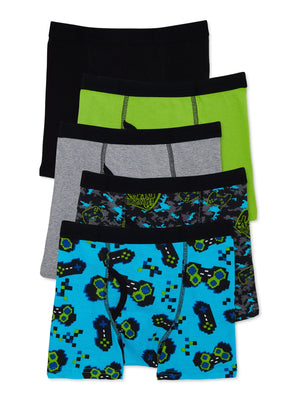 thumbnail image 1 of Wonder Nation Boys Cotton Boxer Brief Underwear, 5-Pack, Sizes S-XL, 1 of 8