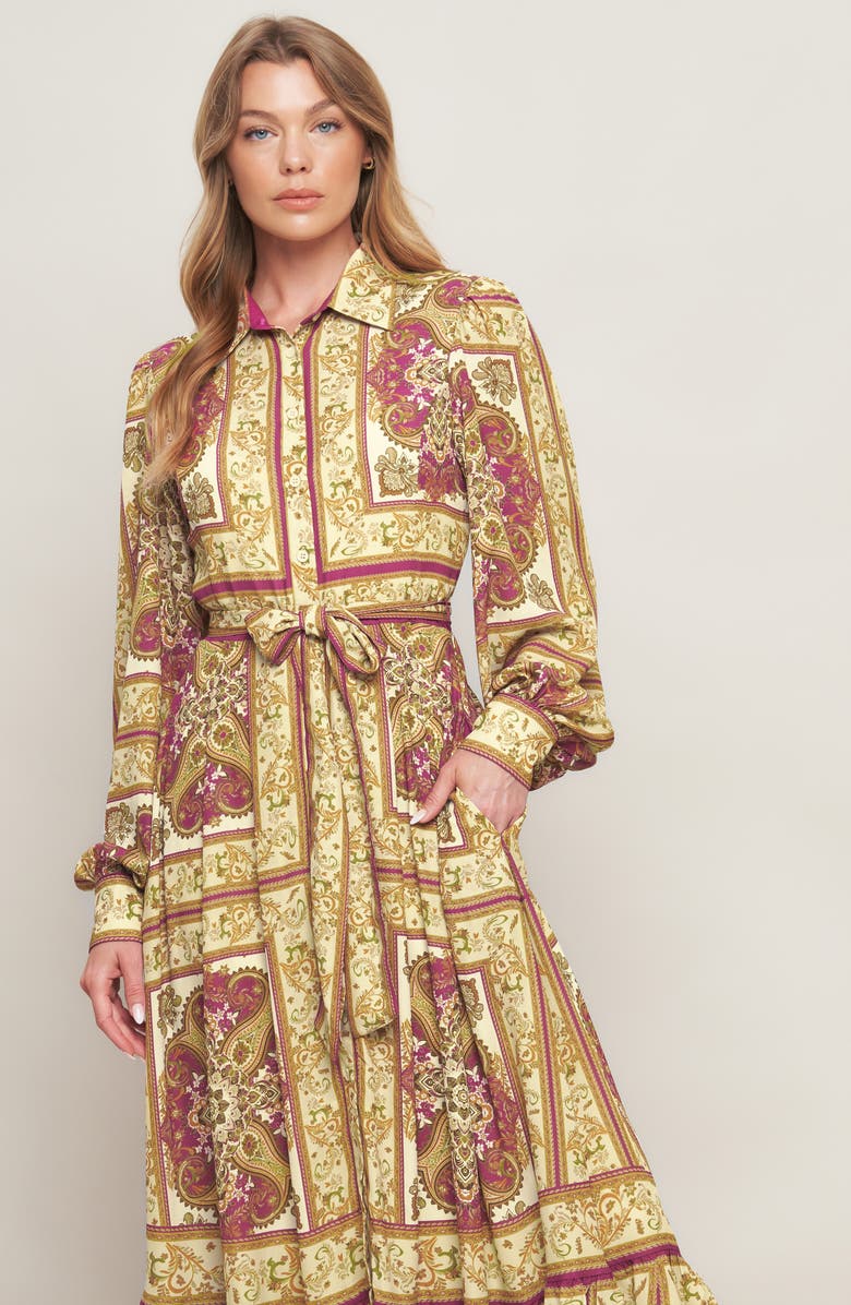 FLYING TOMATO Print Long Sleeve Maxi Dress