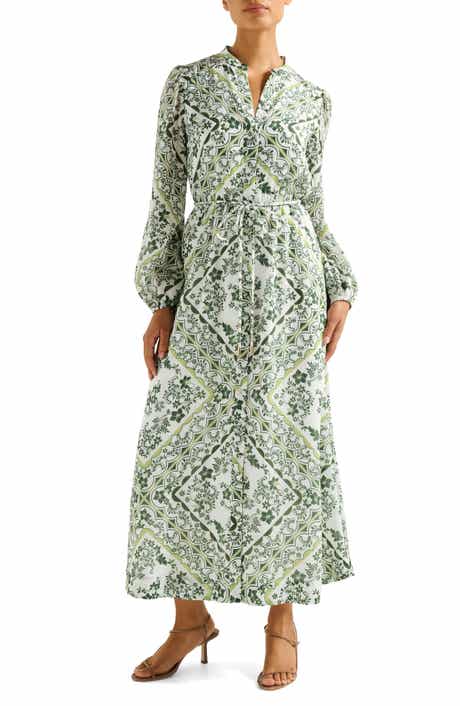 Courtney Placed Floral Long Sleeve Dress