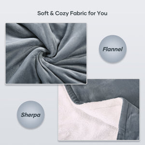 thumbnail image 4 of Maxkare 50" x 60" Electric Throw Blanket with 6 Heating Levels & 1-5H Auto-off, Machine Washable Flannel & Sherpa, Gray & White, 4 of 11