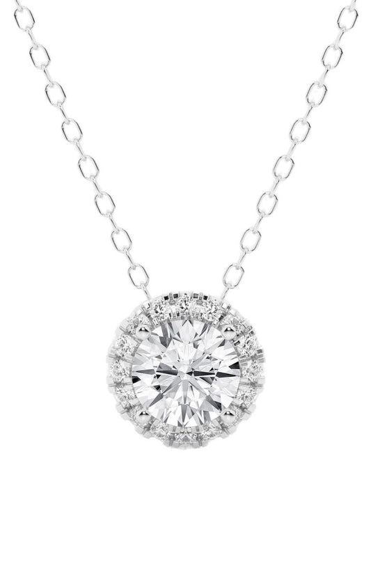 Badgley Mischka Collection Lab Created Diamond Halo Necklace - 1.75ctw
