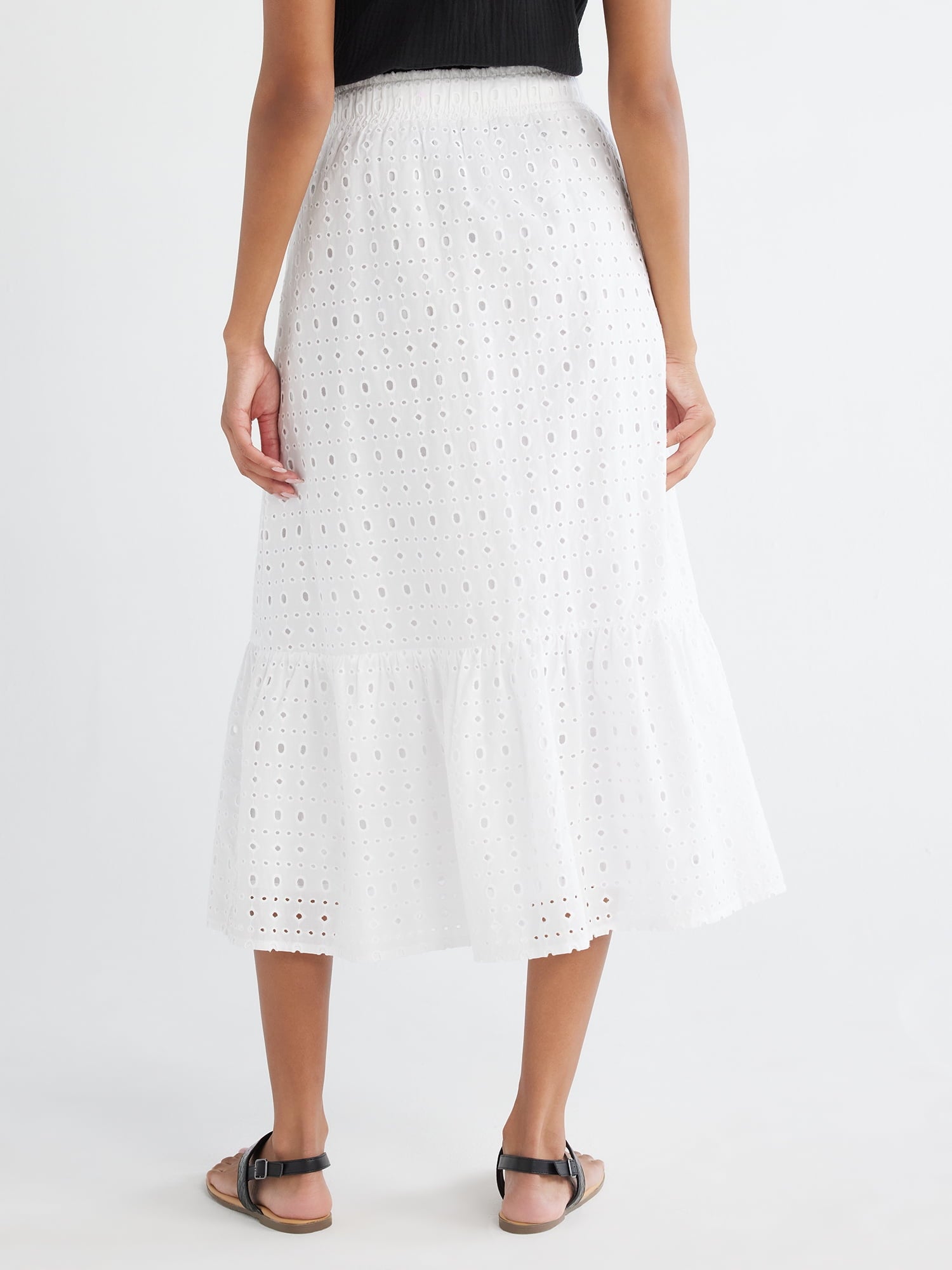 Time and Tru Women's Cotton Eyelet Midi Skirt, Sizes XS-XXXL - image 3 of 6