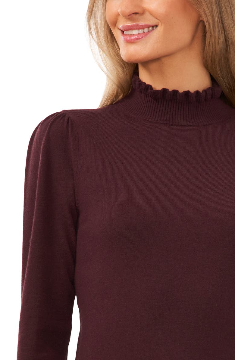 CeCe Ruffle Mock Neck Sweater