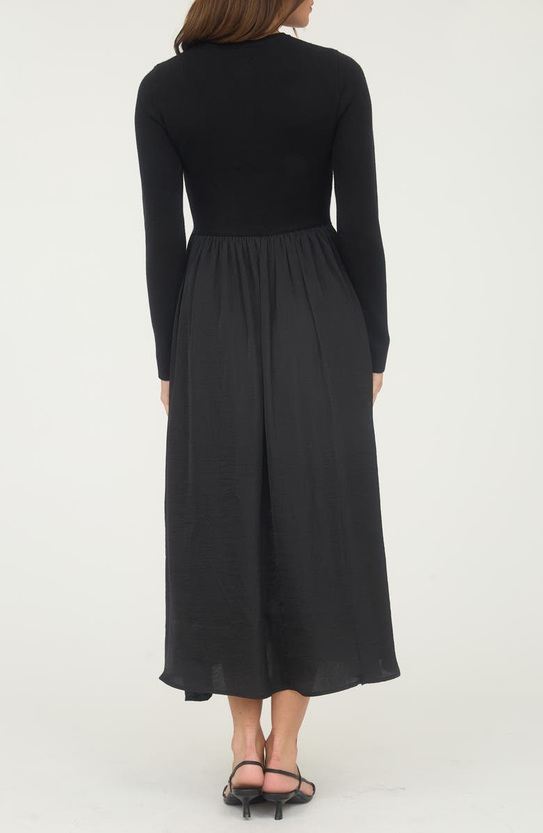 AUGUST SKY Mixed Media Long Sleeve Maxi Dress
