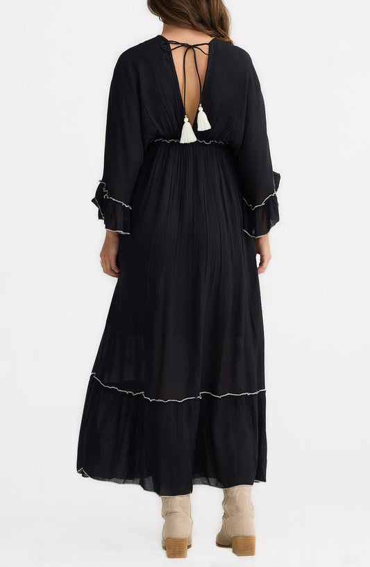 Talisman the Label Ebony Embellished Long Sleeve Maxi Dress
