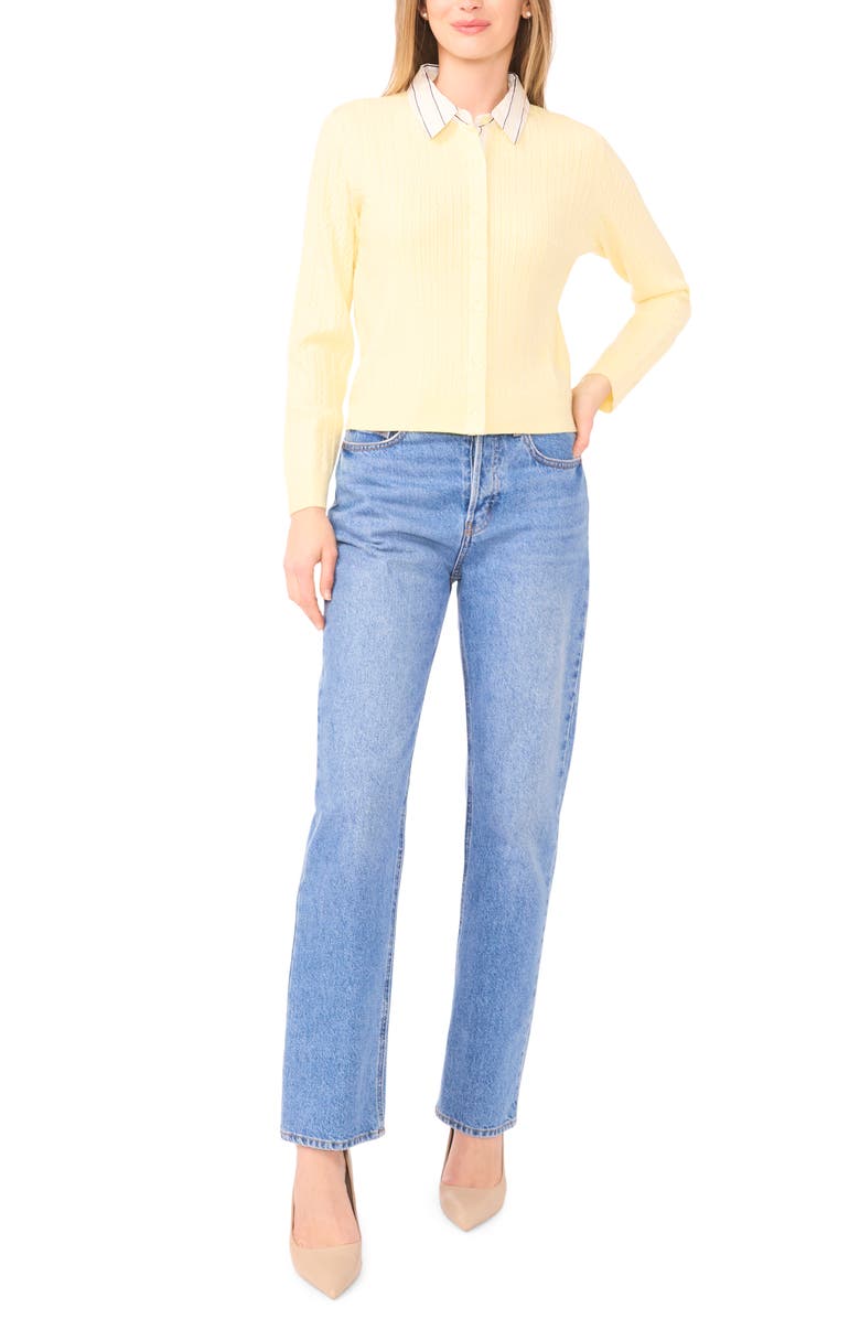 Halogen® Stripe Collar Twofer Cardigan