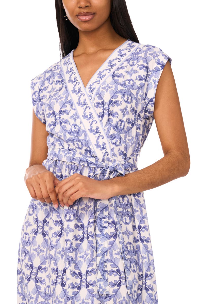 Halogen® Floral Cap Sleeve Tie Waist Maxi Dress