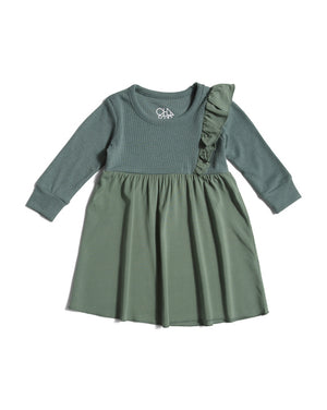 Girls Long Sleeve One Ruffle Dress