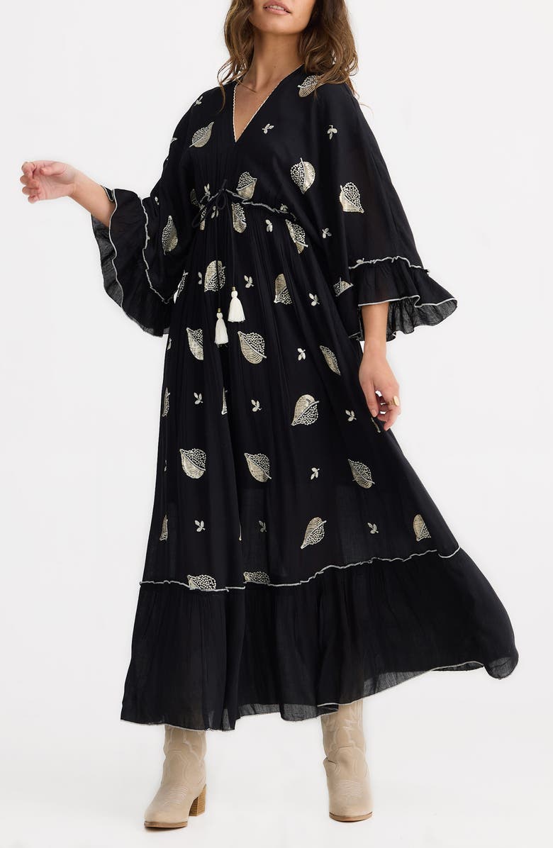 Talisman the Label Ebony Embellished Long Sleeve Maxi Dress