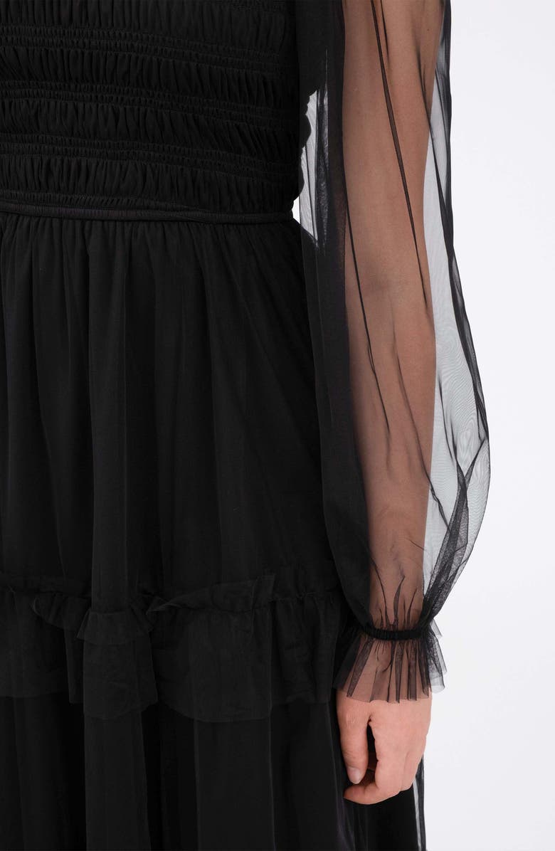 AUGUST SKY Long Sleeve Tulle Maxi Dress