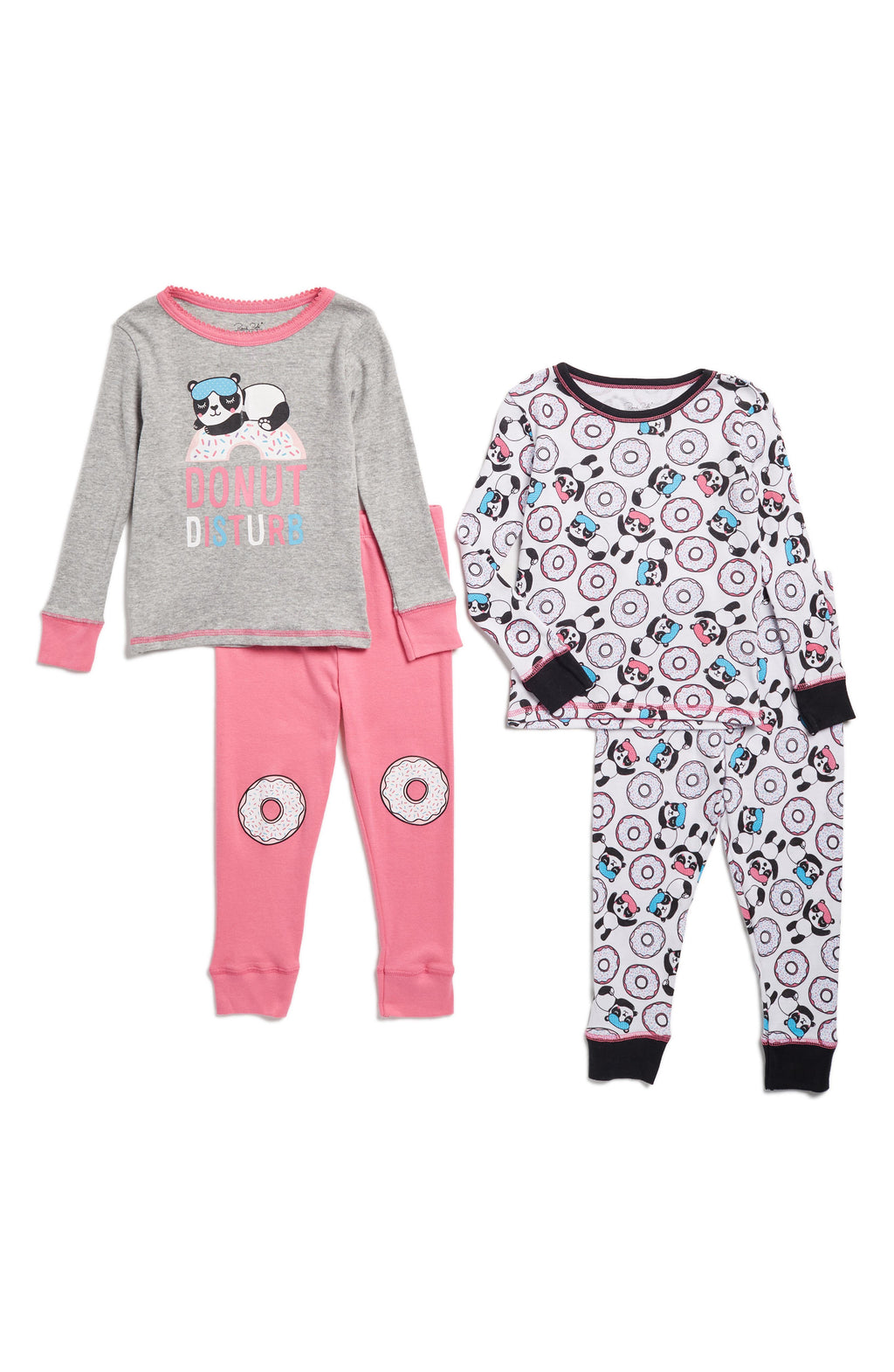 RENE ROFE GIRL Kids' Assorted 2-Pack Donut Panda Fitted Two-Piece Pajamas, Main, color, Converchar