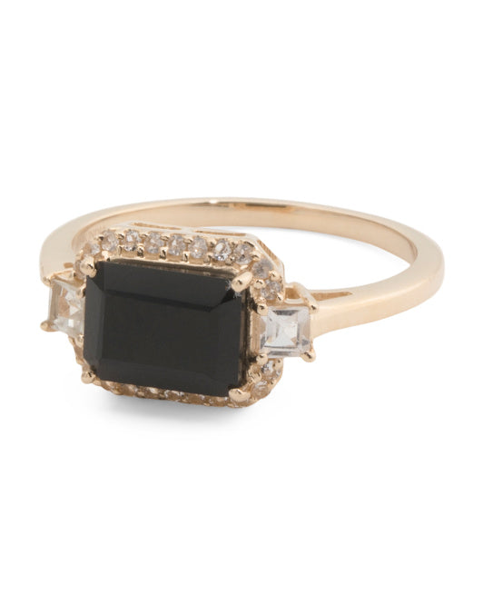 Made In India 14kt Gold Black Onyx And Topaz Ring