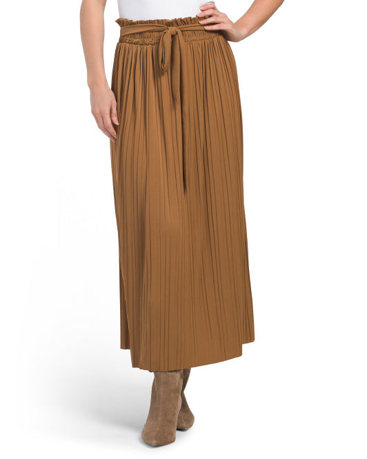 Pleated Skirt With Tie Waist Detail